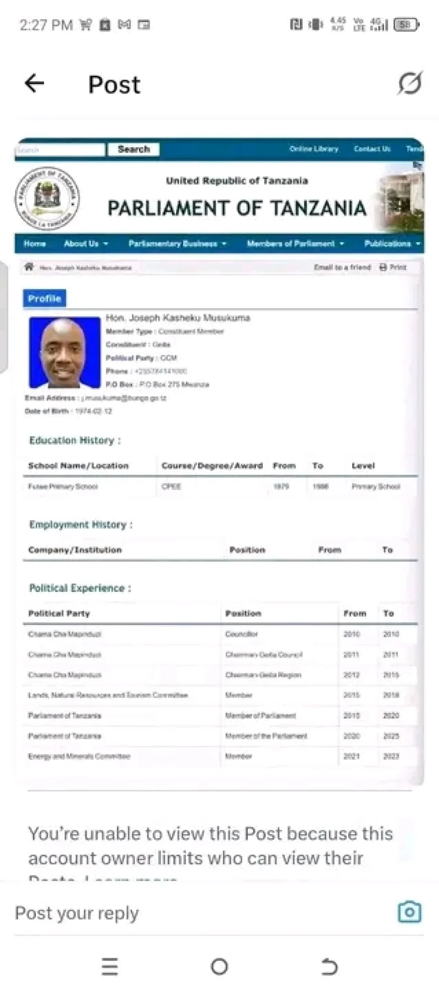 Exposed: Tanzanian MP Masukuma, Who Said They Have More Brains Than Kenyans, Is A Class 7 Dropout