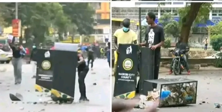 Newly installed dustbins in Nairobi CBD vandalised during protests
