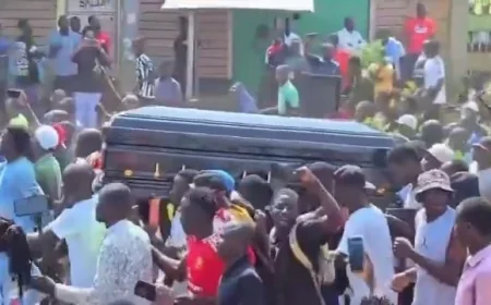 Protesters carry Albert Ojwang's coffin, set Mawego police station ablaze