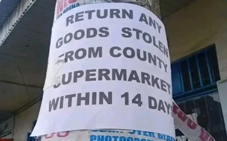 COUNTY SUPERMARKET ¡ THIEVES STARTS TO RETURN STOLEN ITEMS DURING SABA SABA DEMONSTRATIONS