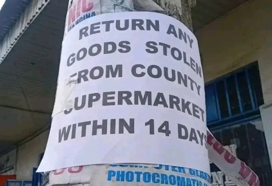 COUNTY SUPERMARKET ¡ THIEVES STARTS TO RETURN STOLEN ITEMS DURING SABA SABA DEMONSTRATIONS