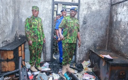 IG Kanja visits police station in Nyeri after fire incident
