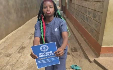 Truphena Muthoni receives Guinness World Records badge after hugging a tree for 48 hours
