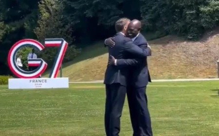 Bromance: Ruto and Macron share a warm hug as G7 Summit starts