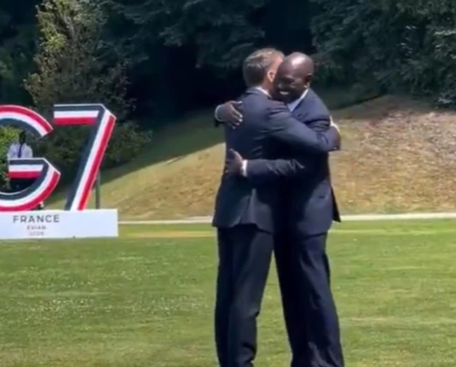 Bromance: Ruto and Macron share a warm hug as G7 Summit starts