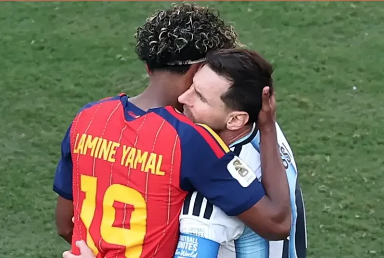 Passing the torch: Yamal and Messi's embrace captures changing of guard