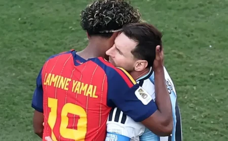 Passing the torch: Yamal and Messi's embrace captures changing of guard