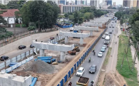 Upper Hill–Kenyatta Avenue viaduct 60% complete