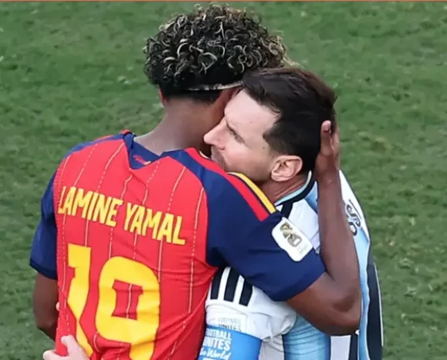 Passing the torch: Yamal and Messi's embrace captures changing of guard