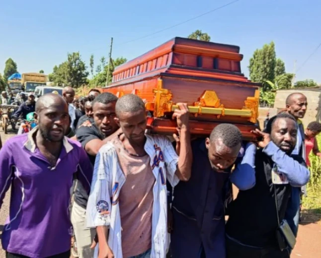Kirinyaga residents carry casket in protest over rising road accidents